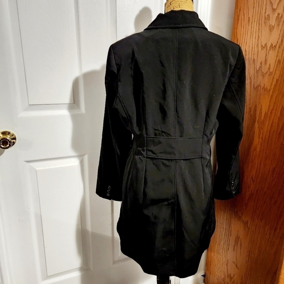 Anne Klein Black Long Coat Bendable Metal Closure Buttons Women's Petite Large - Picture 3 of 9